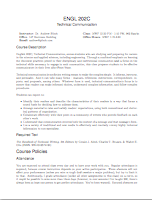 Screencapture of Technical Communications Syllabus