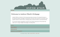 Screencapture of Andrew Pilsch's Professional Webpage